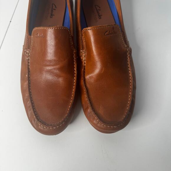 Clarks Collection Driving Loafers Brown Leather Comfort Shoes Men’s Size 10 - Picture 2 of 8